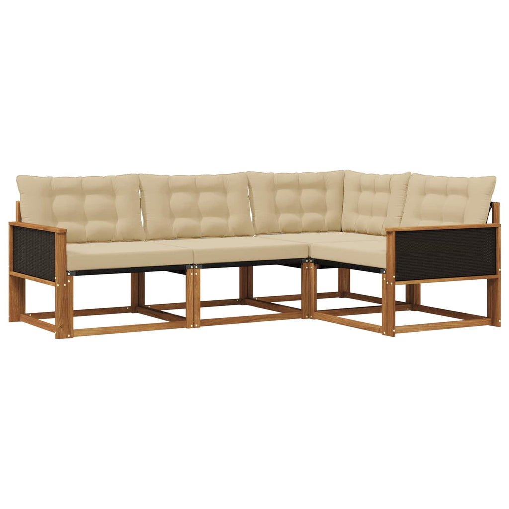 Outdoor-Sofagarnitur mit Kissen 4 pcs Natur und Beige