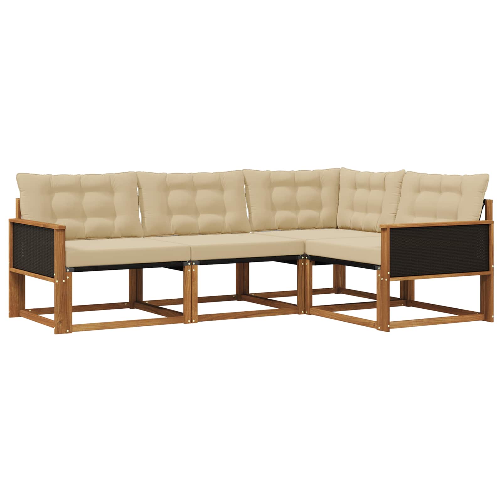 Outdoor-Sofagarnitur mit Kissen 4 pcs Natur und Beige