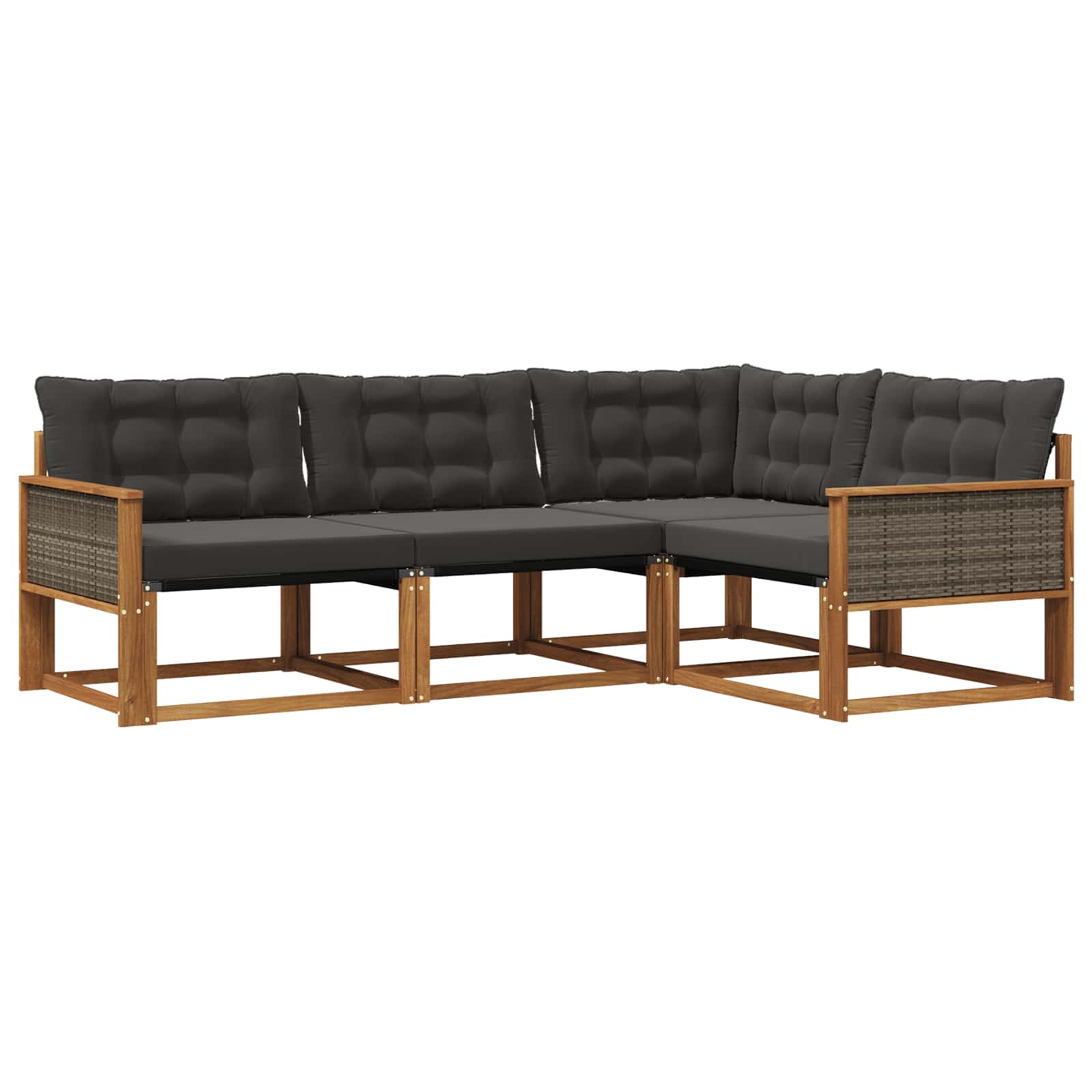 Outdoor-Sofagarnitur mit Kissen 4 pcs Natürlich und Schwarz