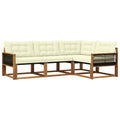 Outdoor-Sofagarnitur mit Kissen 4 pcs Natur und Creme