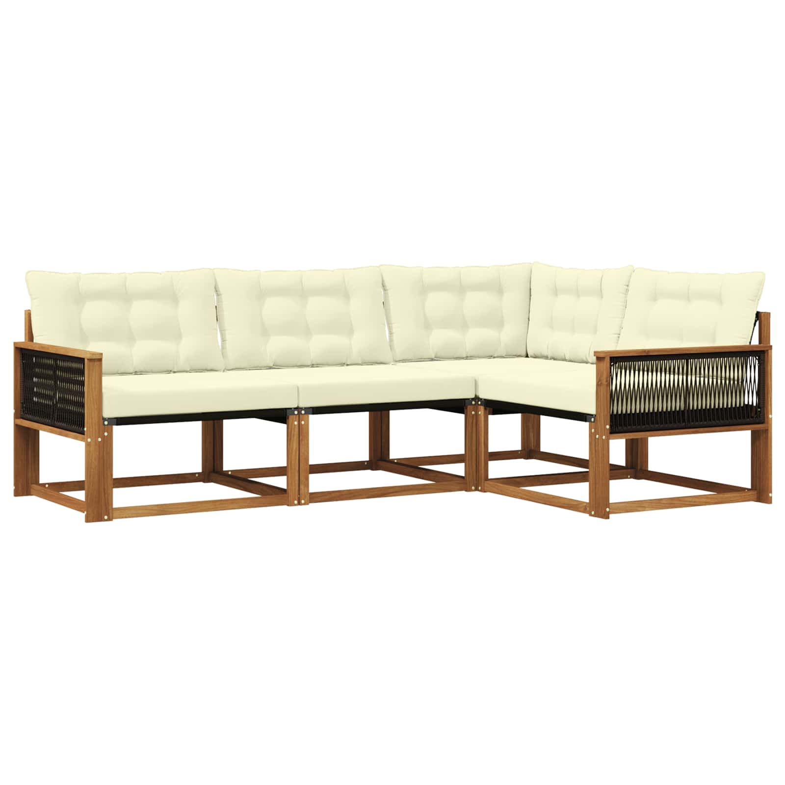 Outdoor-Sofagarnitur mit Kissen 4 pcs Natur und Creme