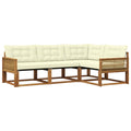 Outdoor-Sofagarnitur mit Kissen 4 pcs Natur und Creme