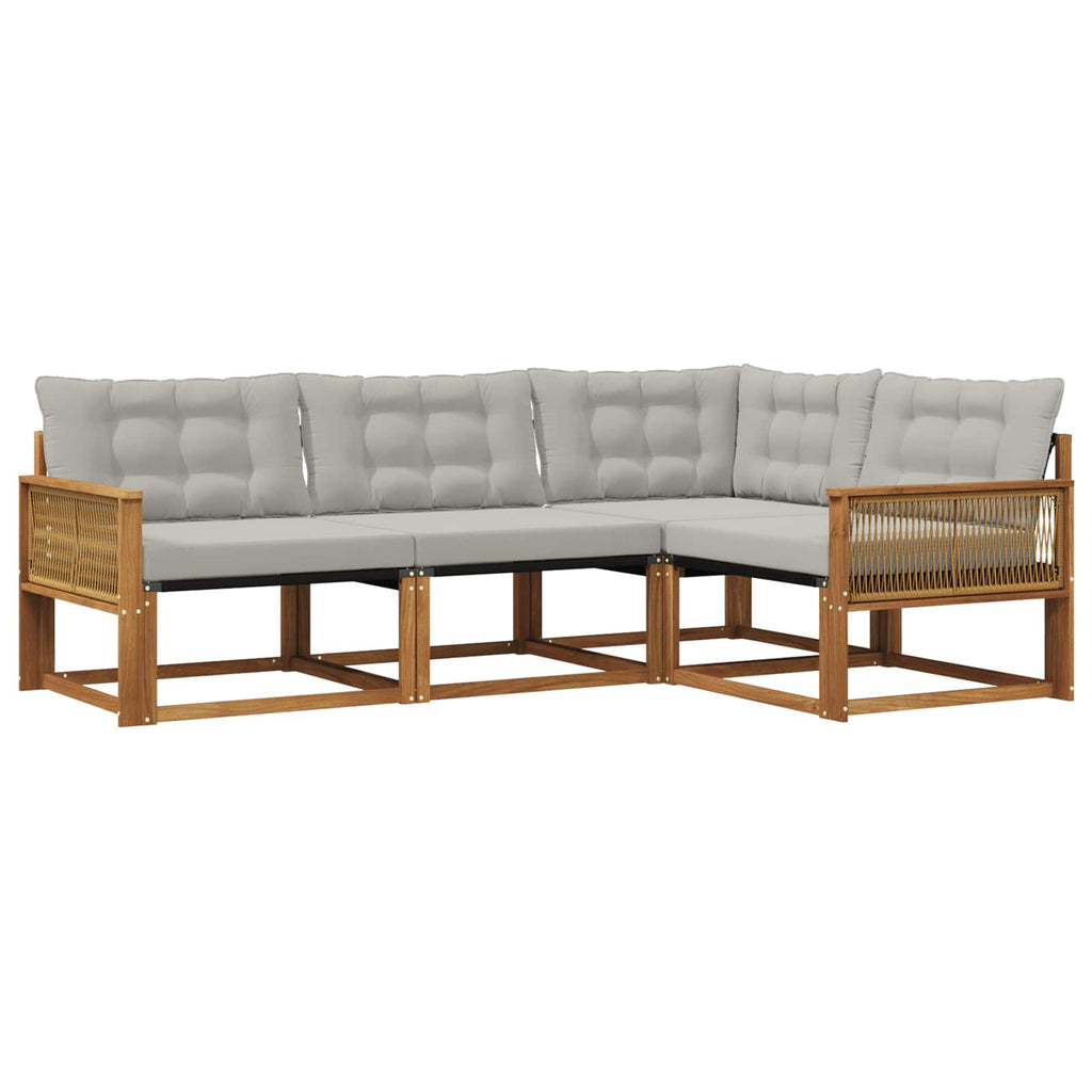 Outdoor-Sofagarnitur mit Kissen 4 pcs Natürlich und Hellgrau
