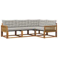 Outdoor-Sofagarnitur mit Kissen 4 pcs Natürlich und Hellgrau