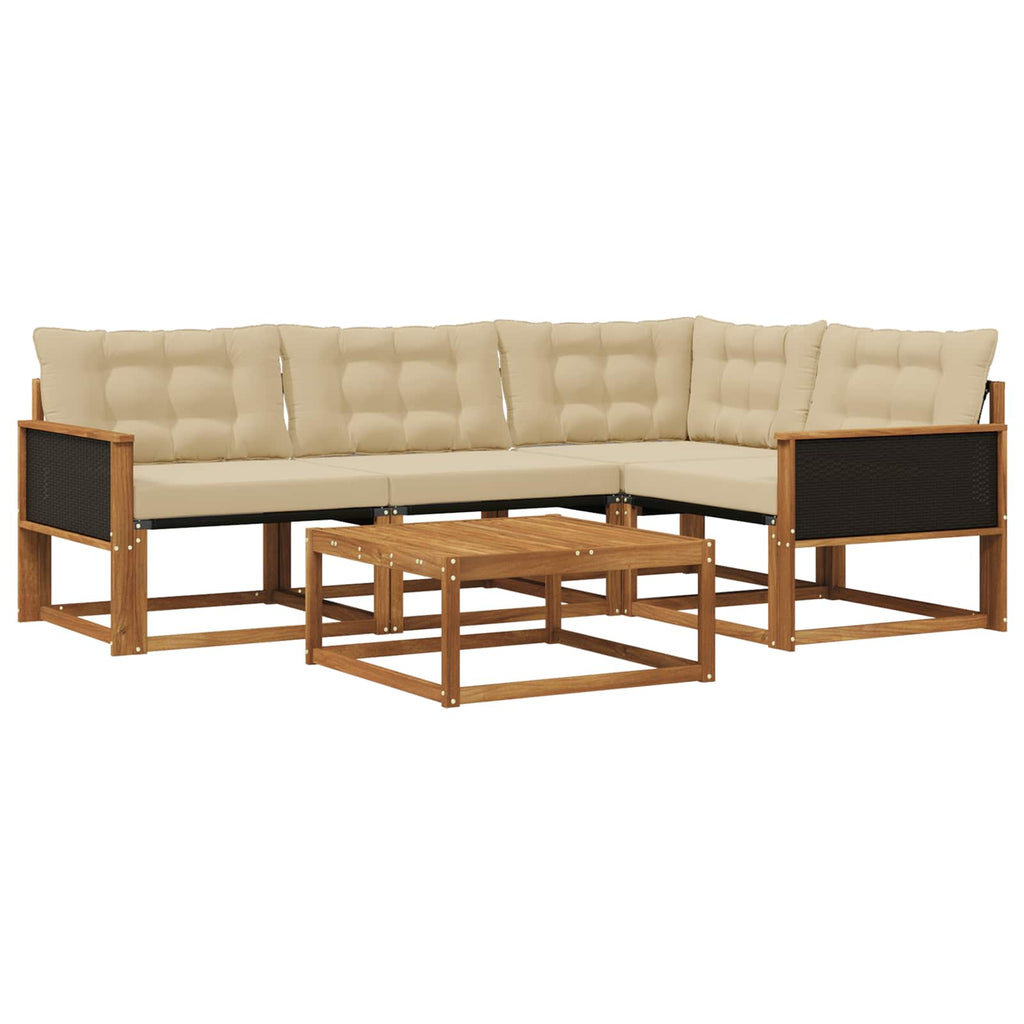 Outdoor-Sofagarnitur mit Kissen 5 pcs Natur und Beige