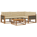 Outdoor-Sofagarnitur mit Kissen 5 pcs Natur und Beige
