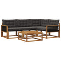 Outdoor-Sofagarnitur mit Kissen 5 pcs Natürlich und Schwarz