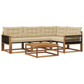 Outdoor-Sofagarnitur mit Kissen 5 pcs Natur und Beige