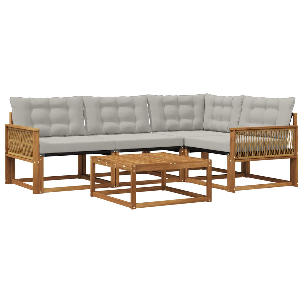 Outdoor-Sofagarnitur mit Kissen 5 pcs Natürlich und Hellgrau