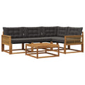 Outdoor-Sofagarnitur mit Kissen 5 pcs Natürlich und Schwarz