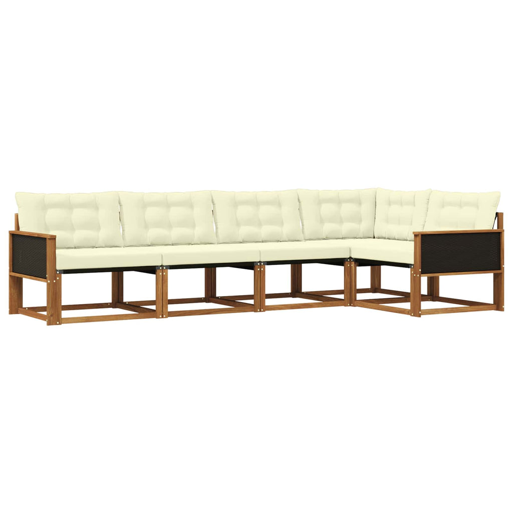 Outdoor-Sofagarnitur mit Kissen 5 pcs Natur und Creme