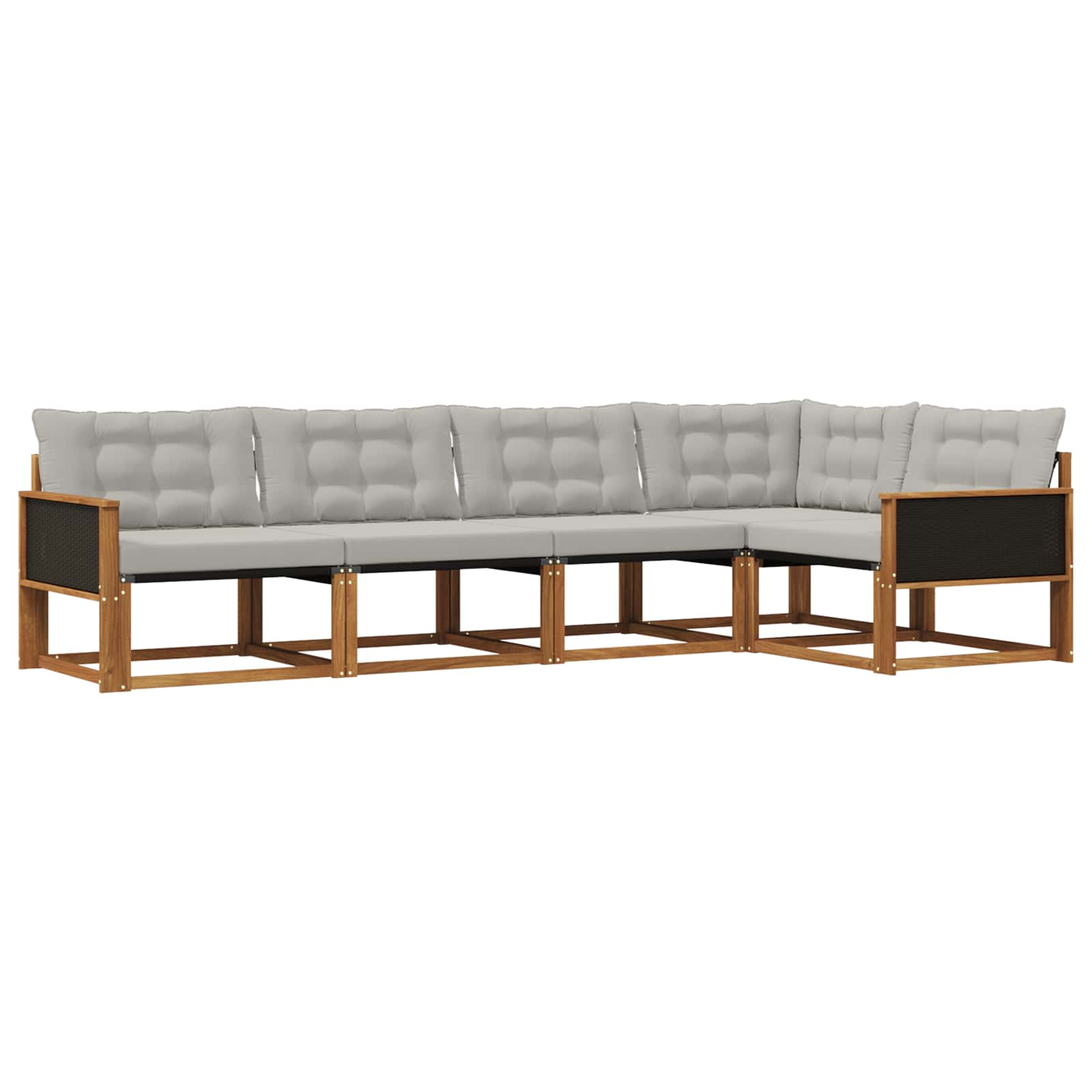 Outdoor-Sofagarnitur mit Kissen 5 pcs Natürlich und Hellgrau