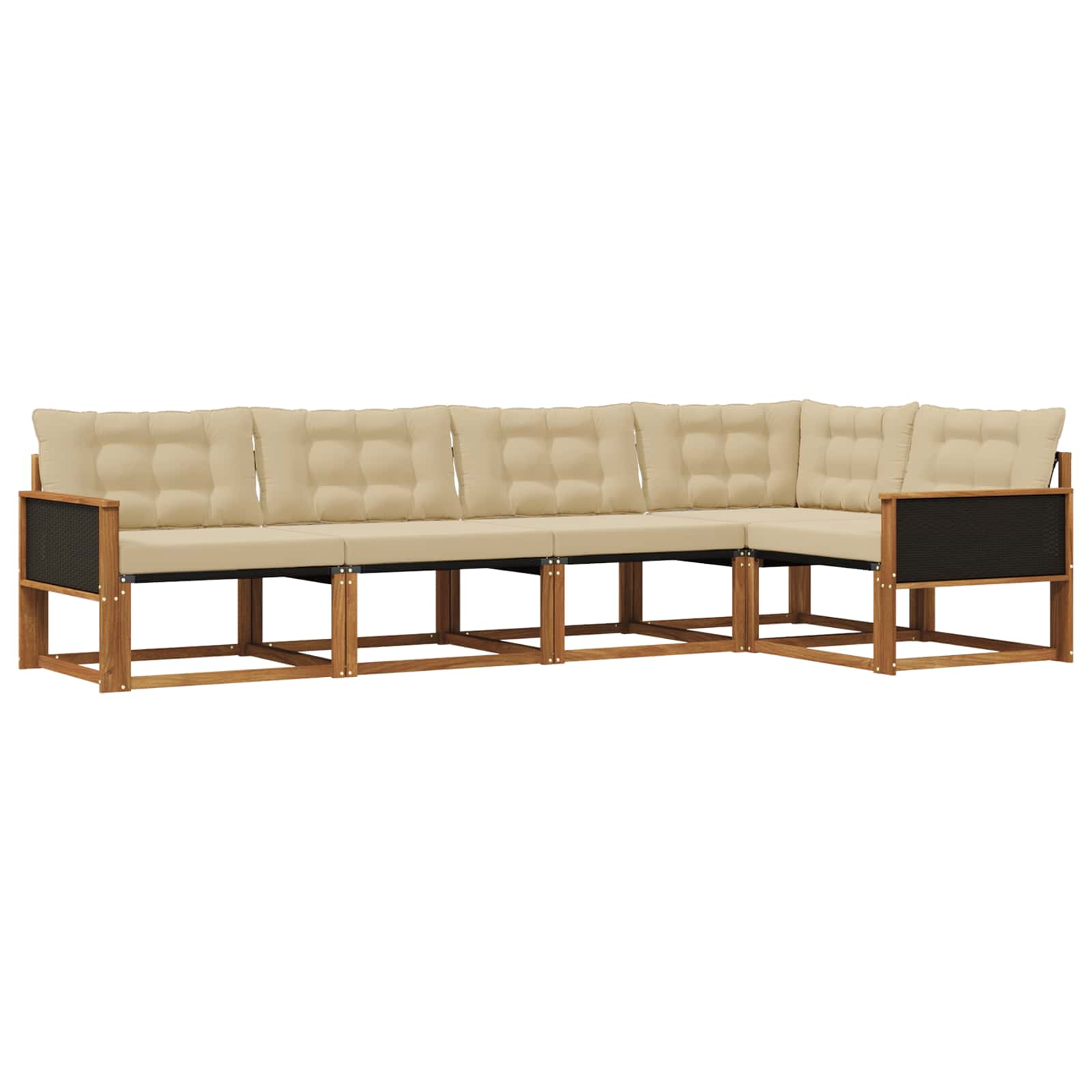Outdoor-Sofagarnitur mit Kissen 5 pcs Natur und Beige
