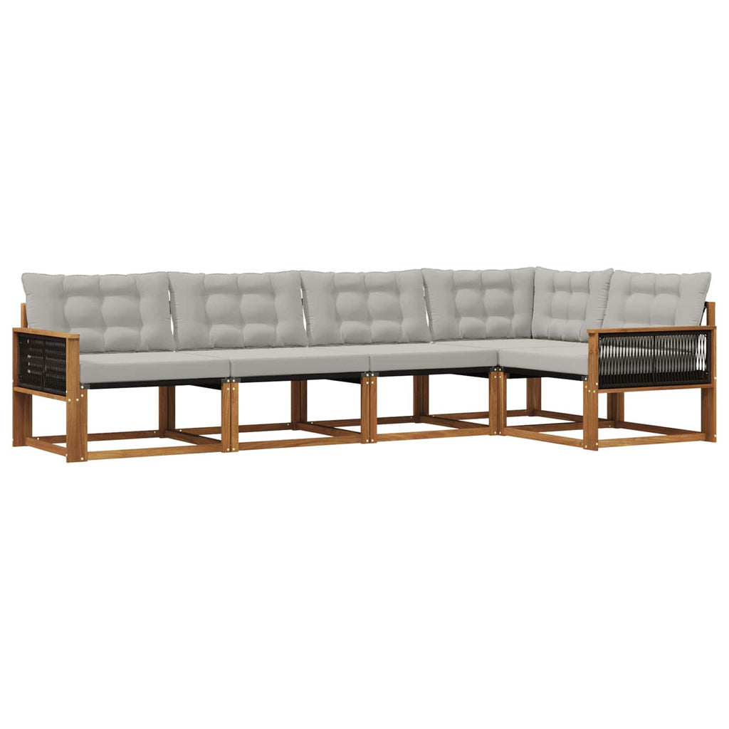 Outdoor-Sofagarnitur mit Kissen 5 pcs Natürlich und Hellgrau