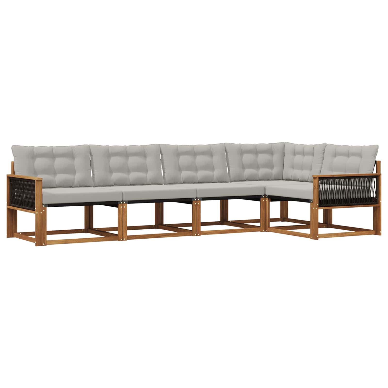 Outdoor-Sofagarnitur mit Kissen 5 pcs Natürlich und Hellgrau
