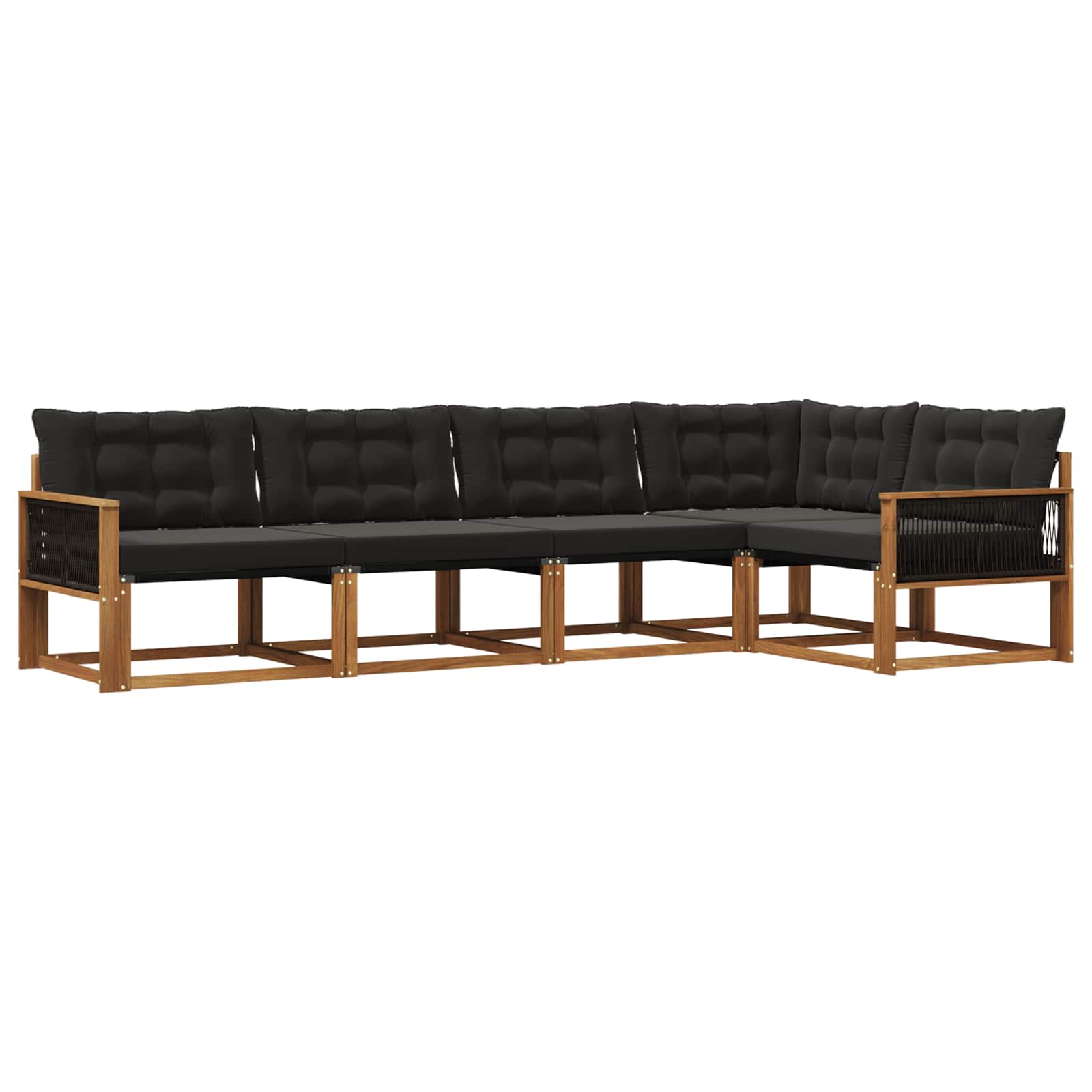 Outdoor-Sofagarnitur mit Kissen 5 pcs Natürlich und Schwarz