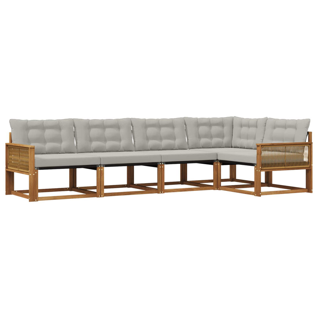 Outdoor-Sofagarnitur mit Kissen 5 pcs Natürlich und Hellgrau