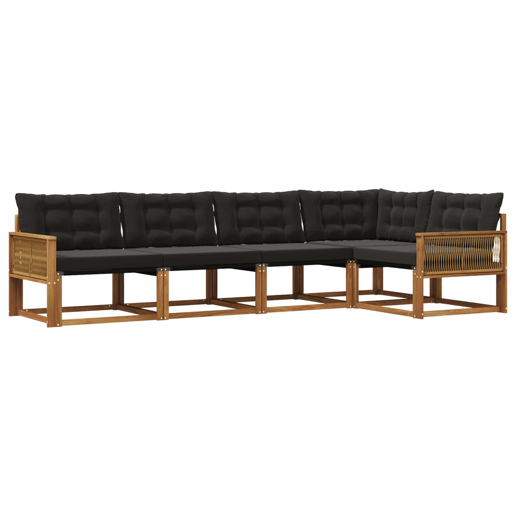 Outdoor-Sofagarnitur mit Kissen 5 pcs Natürlich und Schwarz