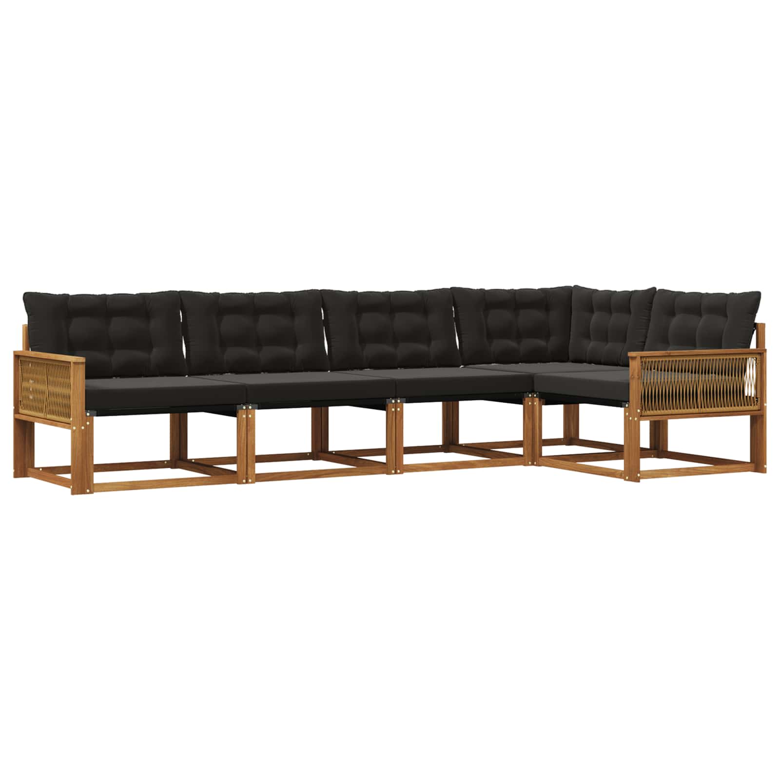 Outdoor-Sofagarnitur mit Kissen 5 pcs Natürlich und Schwarz
