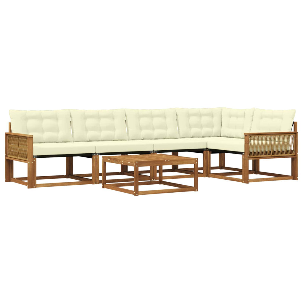 Outdoor-Sofagarnitur mit Kissen 6 pcs Natur und Creme