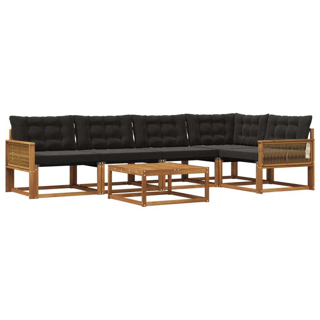 Outdoor-Sofagarnitur mit Kissen 6 pcs Natürlich und Schwarz
