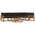 Outdoor-Sofagarnitur mit Kissen 6 pcs Natürlich und Schwarz