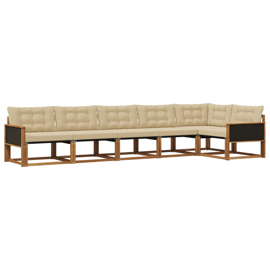 Outdoor-Sofagarnitur mit Kissen 6 pcs Natur und Beige