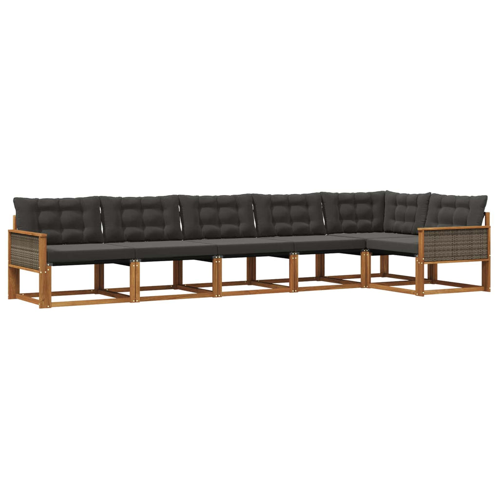 Outdoor-Sofagarnitur mit Kissen 6 pcs Natürlich und Schwarz