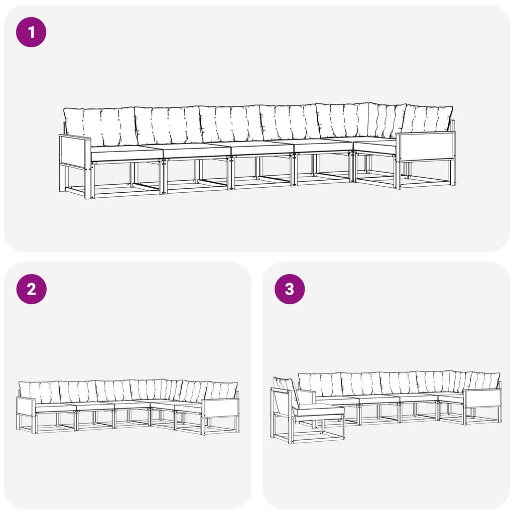 Outdoor-Sofagarnitur mit Kissen 6 pcs Natur und Creme