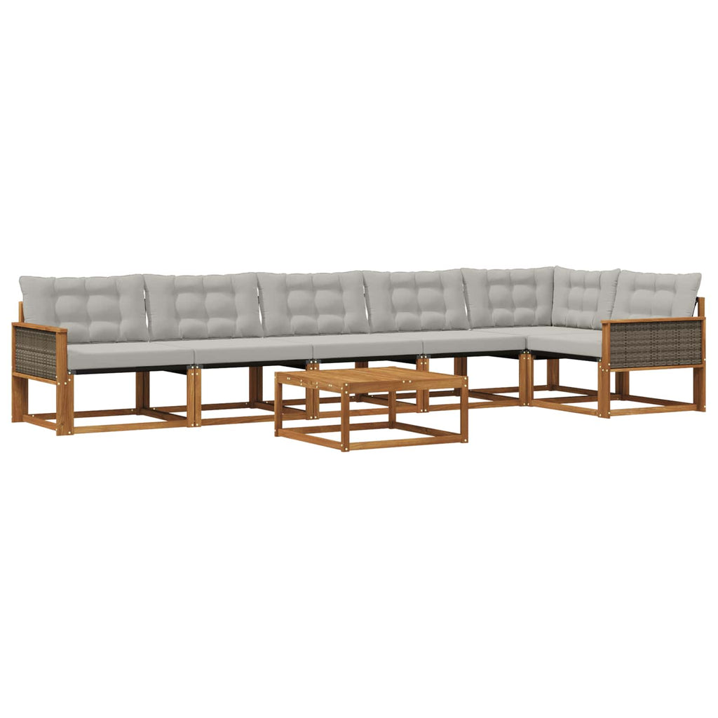 Outdoor-Sofagarnitur mit Kissen 7 pcs Natürlich und Hellgrau