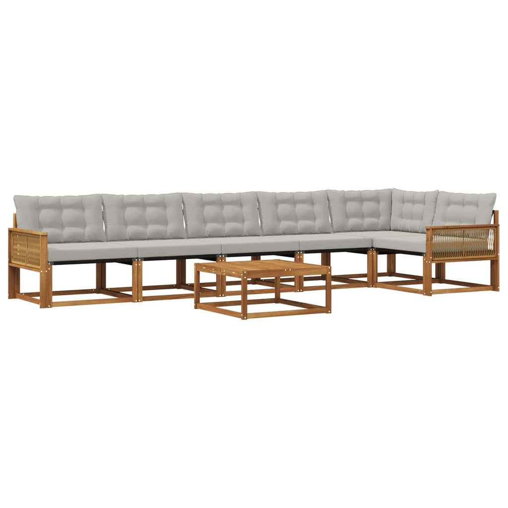 Outdoor-Sofagarnitur mit Kissen 7 pcs Natürlich und Hellgrau