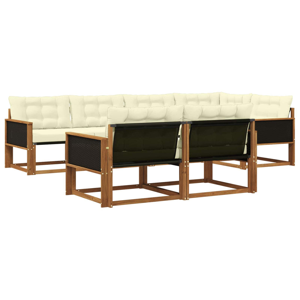 Outdoor-Sofagarnitur mit Kissen 7 pcs Natur und Creme