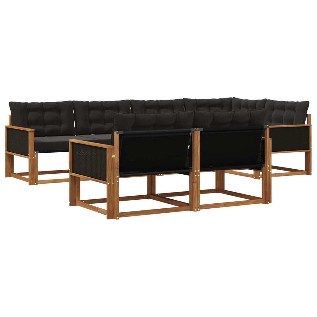 Outdoor-Sofagarnitur mit Kissen 7 pcs Natürlich und Schwarz