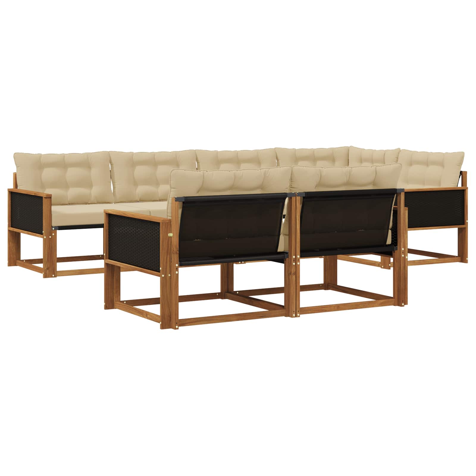 Outdoor-Sofagarnitur mit Kissen 7 pcs Natur und Beige