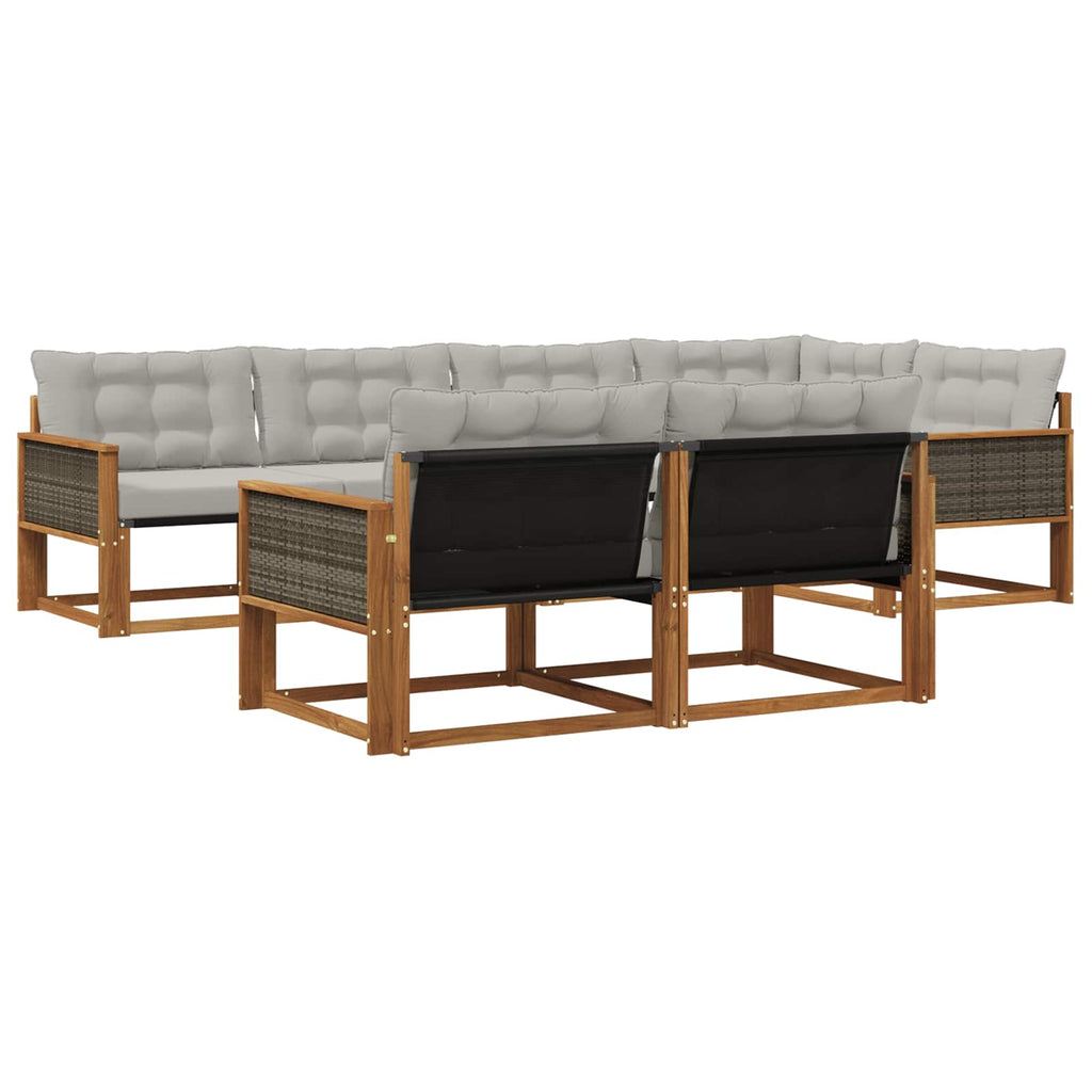 Outdoor-Sofagarnitur mit Kissen 7 pcs Natürlich und Hellgrau