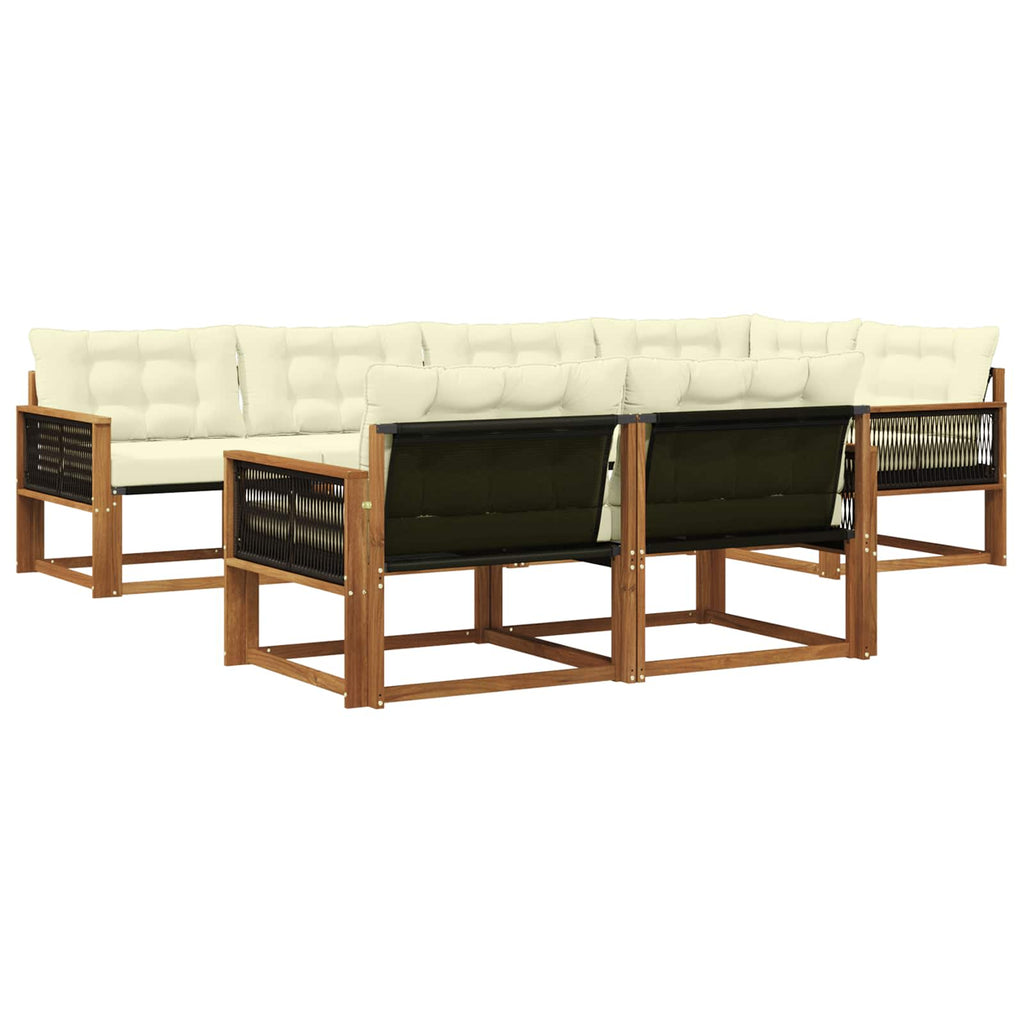 Outdoor-Sofagarnitur mit Kissen 7 pcs Natur und Creme