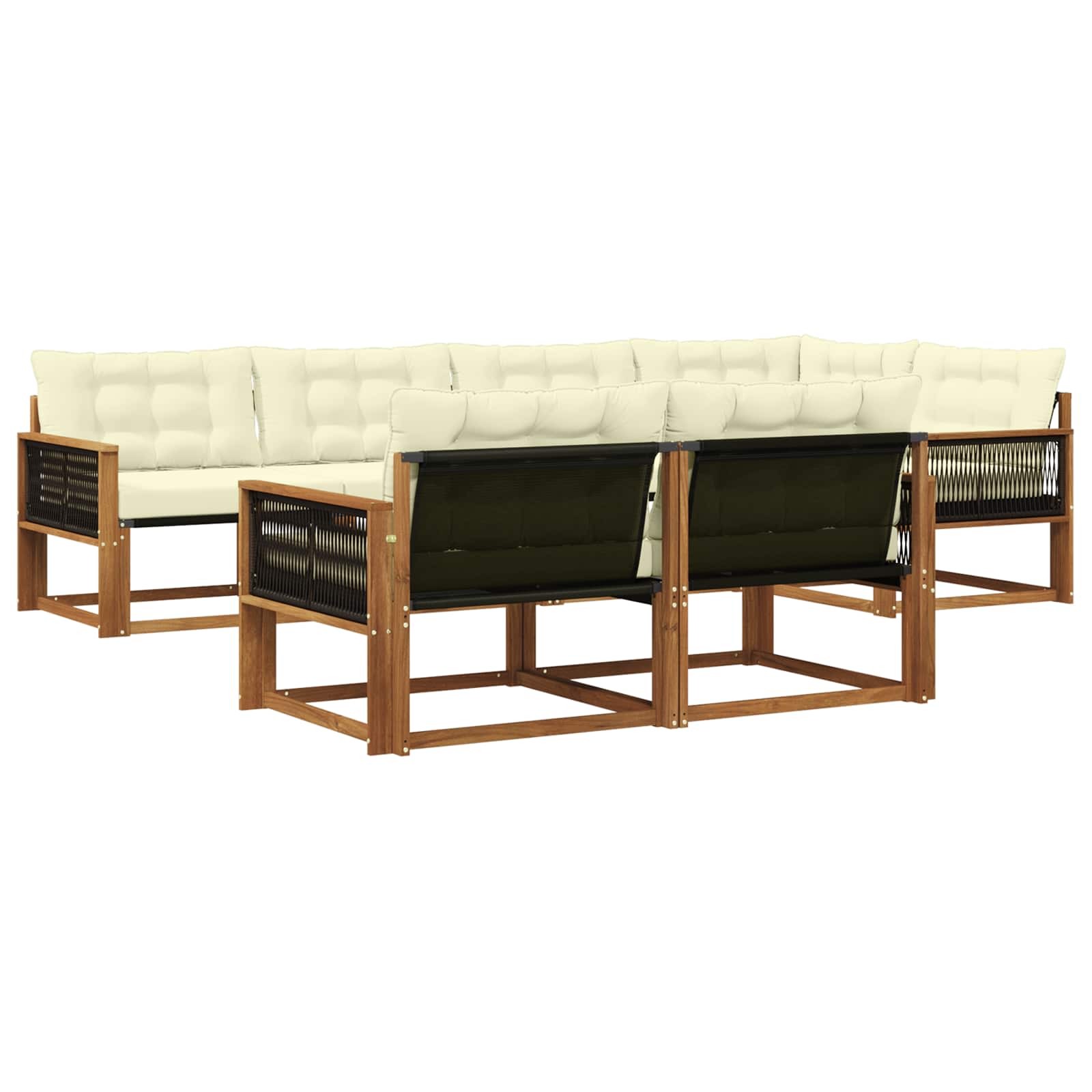 Outdoor-Sofagarnitur mit Kissen 7 pcs Natur und Creme