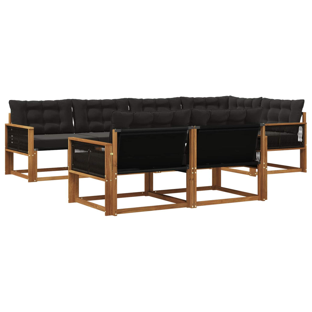 Outdoor-Sofagarnitur mit Kissen 7 pcs Natürlich und Schwarz