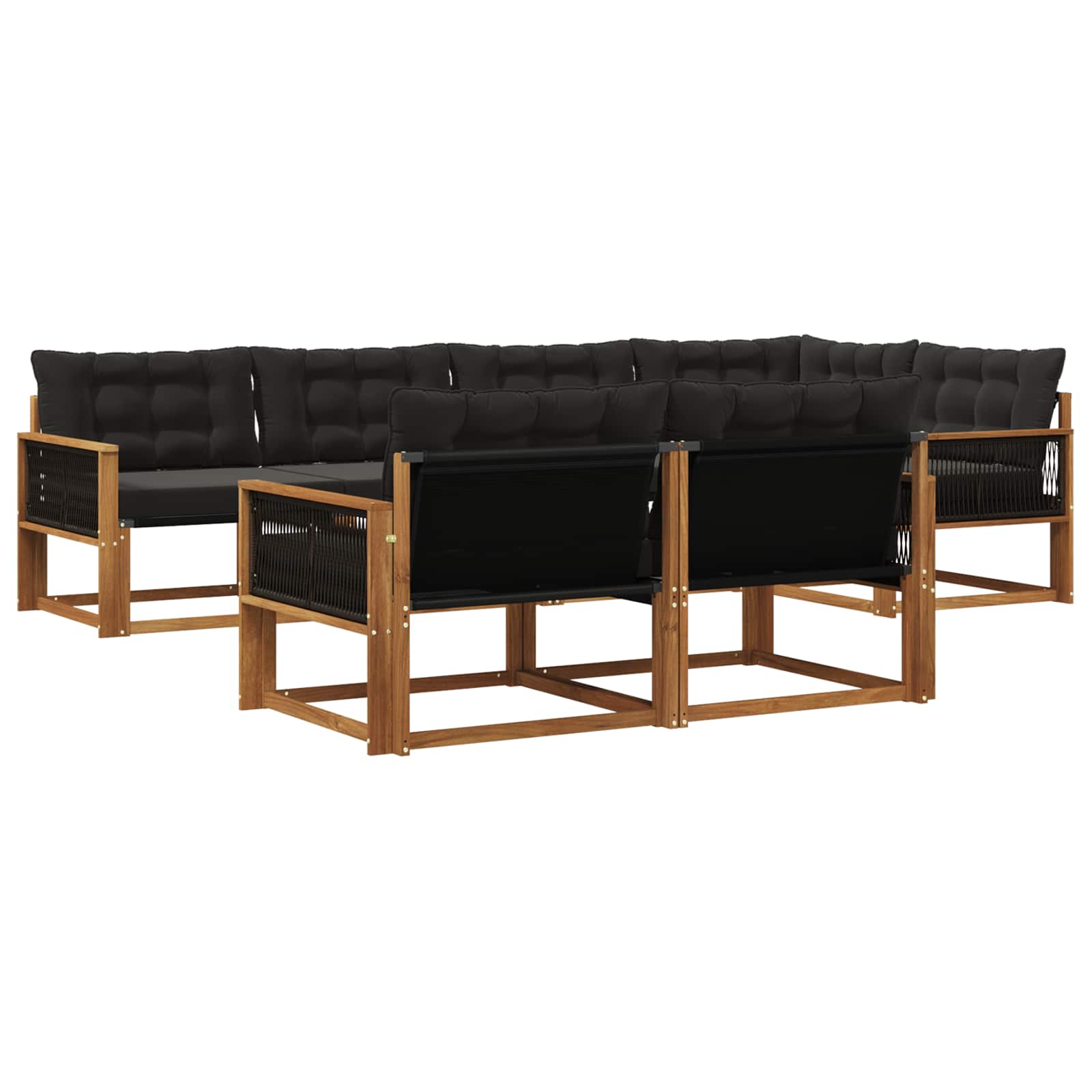 Outdoor-Sofagarnitur mit Kissen 7 pcs Natürlich und Schwarz