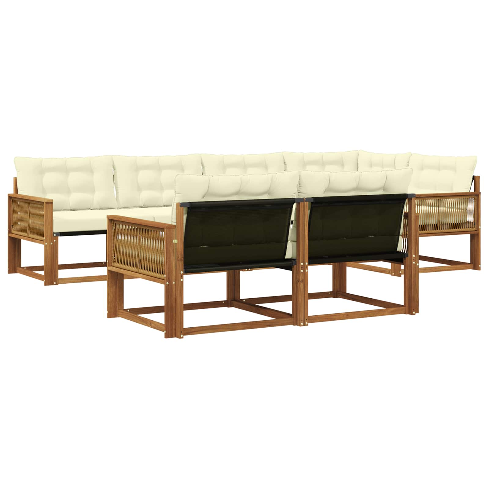 Outdoor-Sofagarnitur mit Kissen 7 pcs Natur und Creme