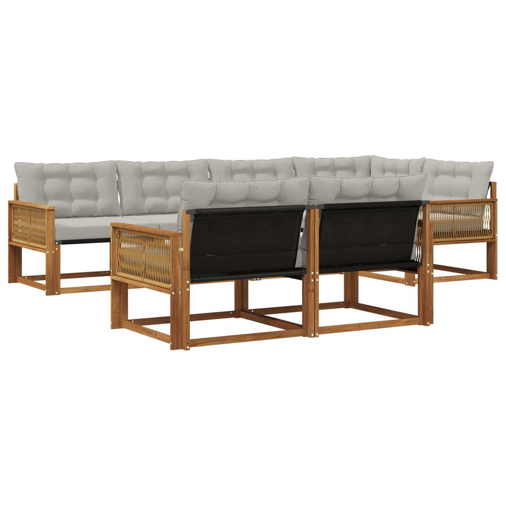 Outdoor-Sofagarnitur mit Kissen 7 pcs Natürlich und Hellgrau