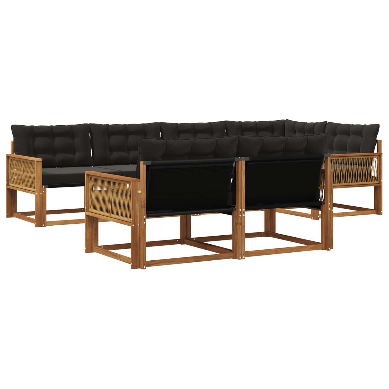 Outdoor-Sofagarnitur mit Kissen 7 pcs Natürlich und Schwarz