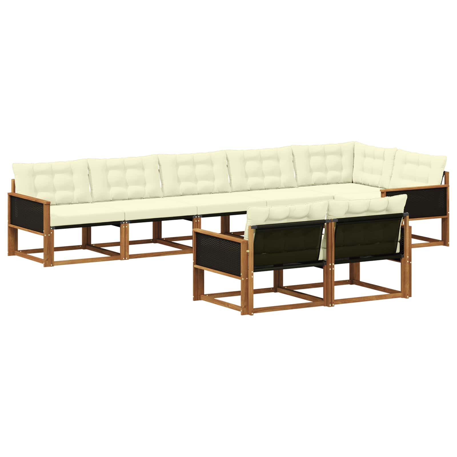 Outdoor-Sofagarnitur mit Kissen 8 pcs Natur und Creme