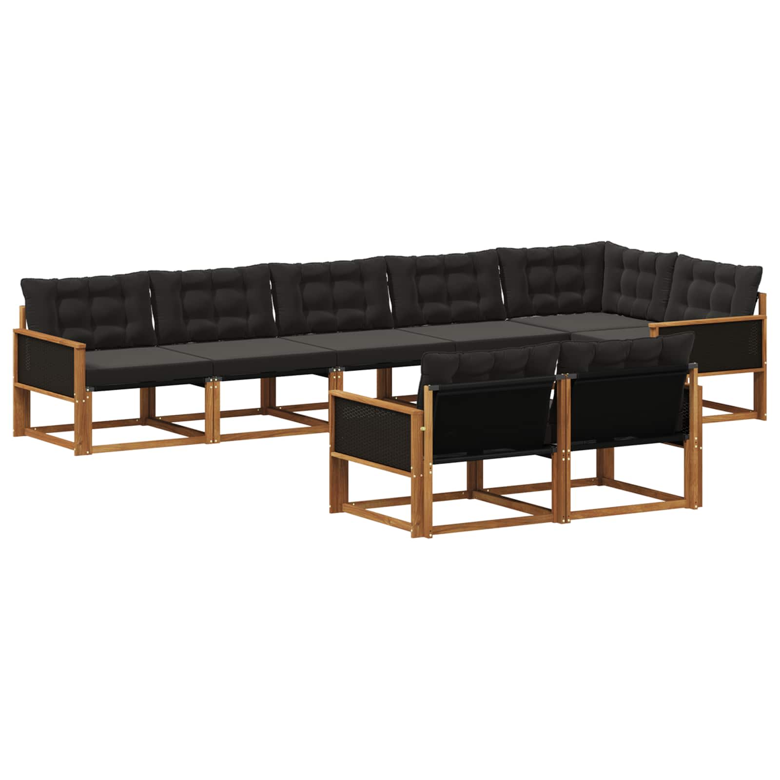 Outdoor-Sofagarnitur mit Kissen 8 pcs Natürlich und Schwarz