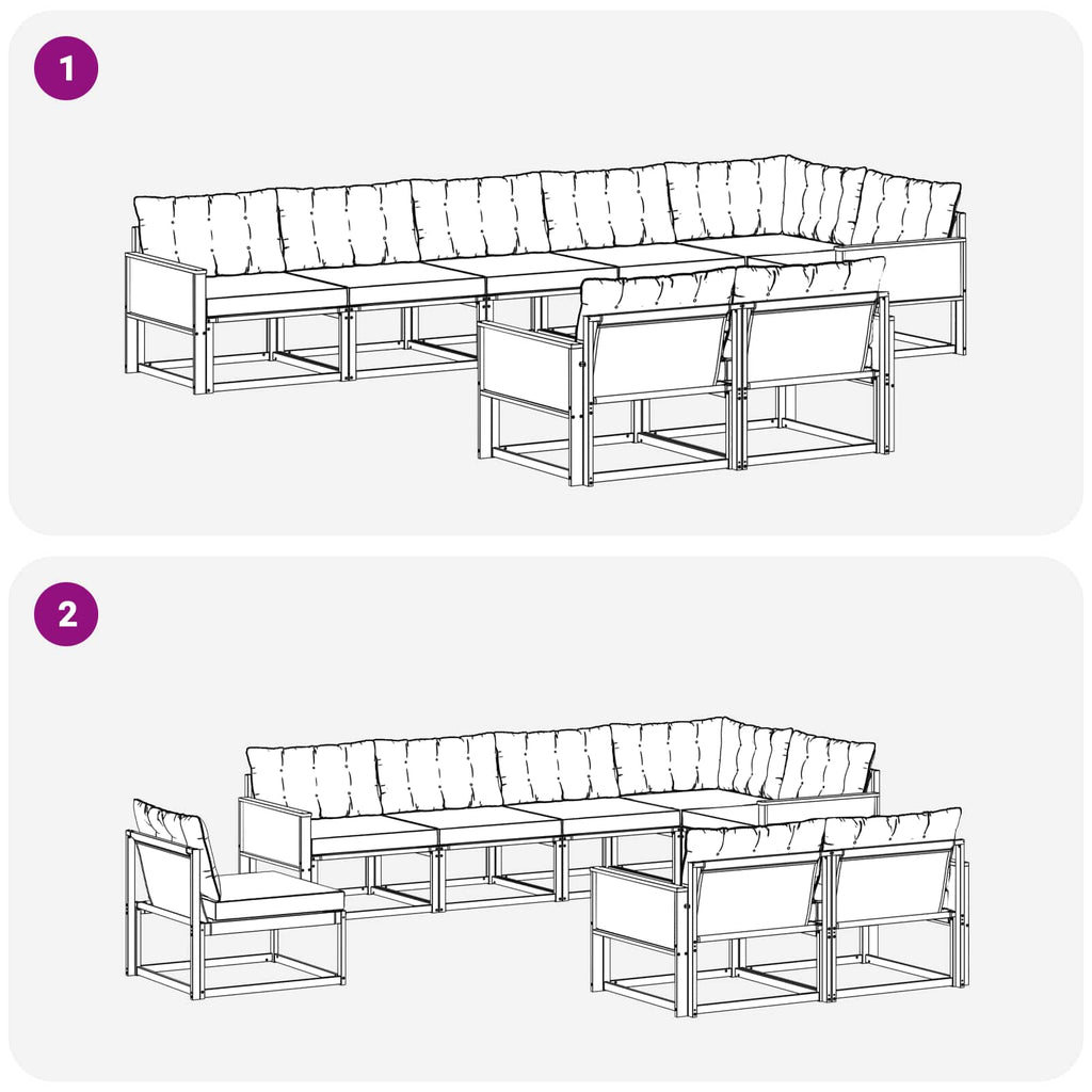 Outdoor-Sofagarnitur mit Kissen 8 pcs Natur und Beige