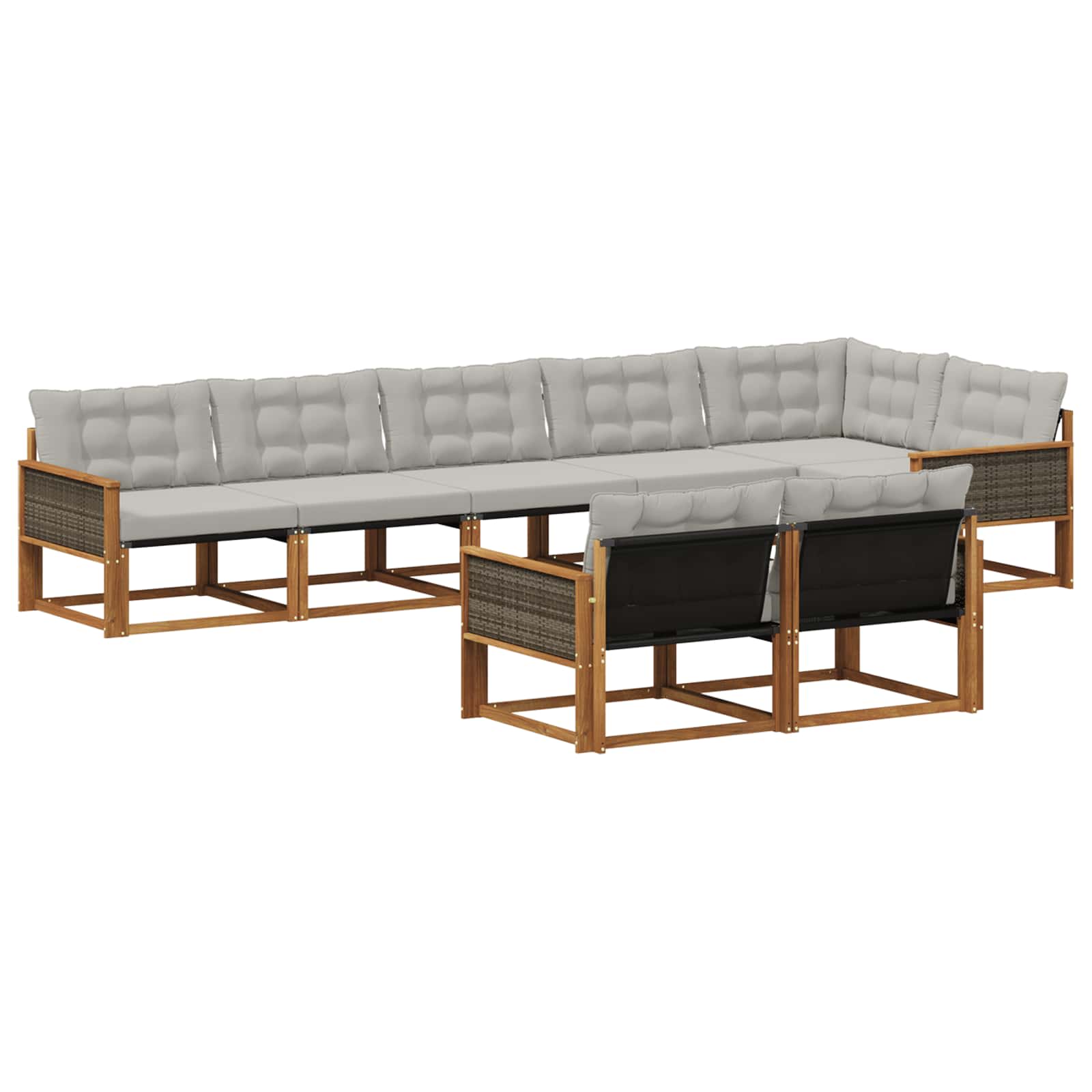 Outdoor-Sofagarnitur mit Kissen 8 pcs Natürlich und Hellgrau