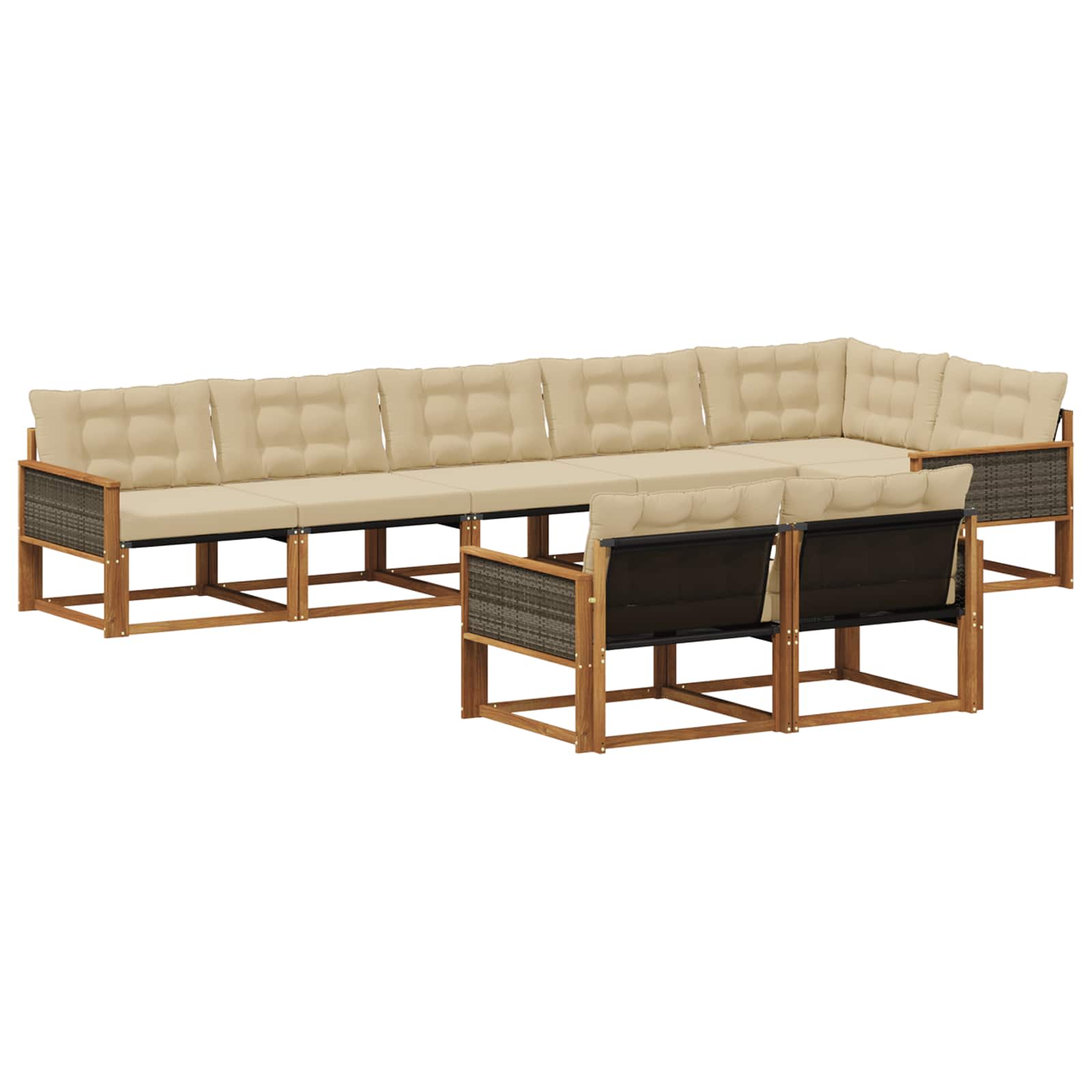 Outdoor-Sofagarnitur mit Kissen 8 pcs Natur und Beige