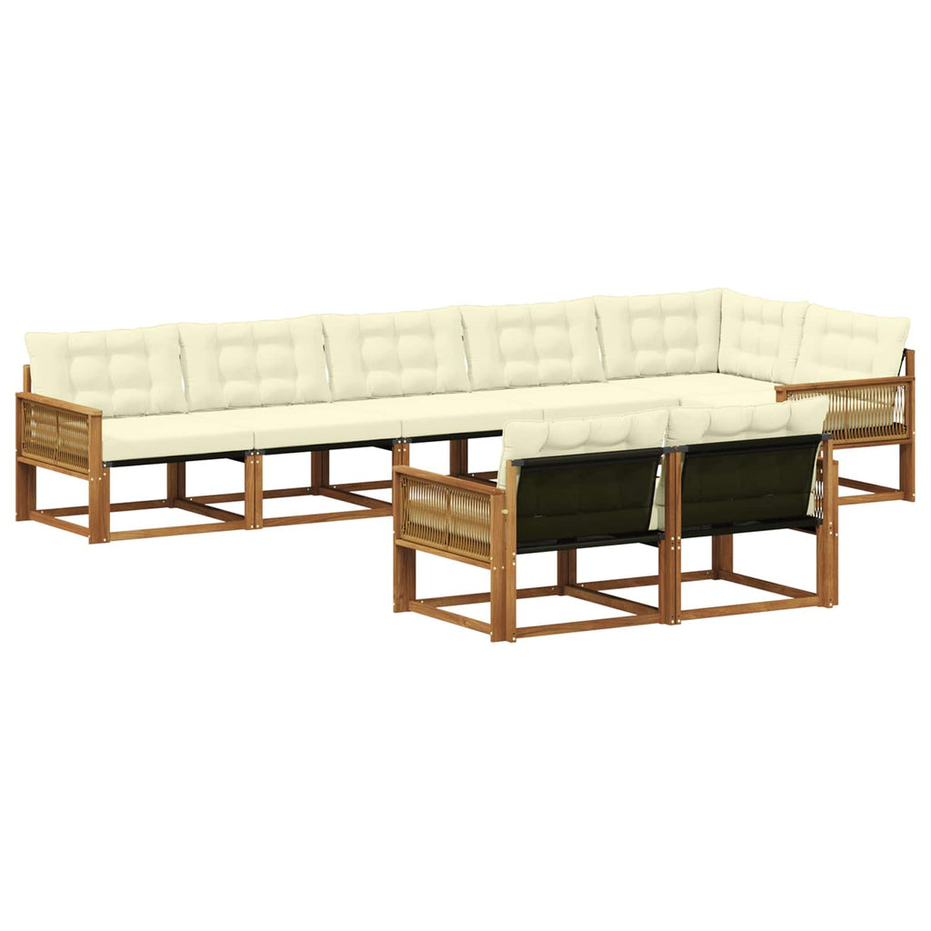 Outdoor-Sofagarnitur mit Kissen 8 pcs Natur und Creme