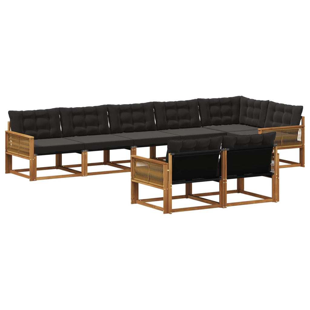 Outdoor-Sofagarnitur mit Kissen 8 pcs Natürlich und Schwarz