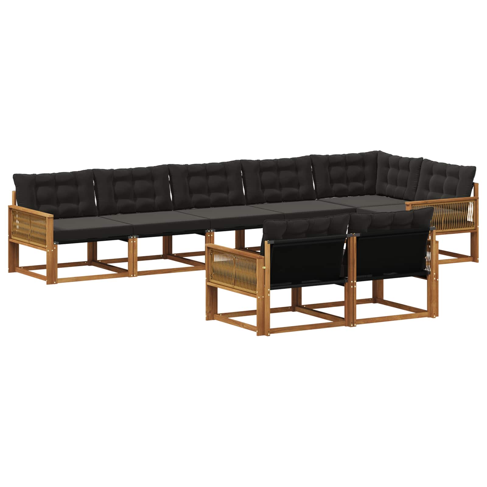 Outdoor-Sofagarnitur mit Kissen 8 pcs Natürlich und Schwarz